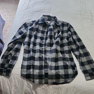 Men's Black and Gray Checkered Shirt